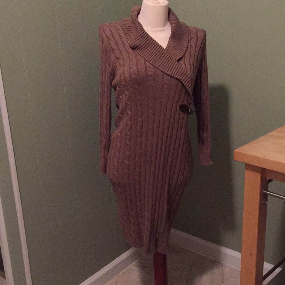 Calvin Klein sweater dress. Brown
